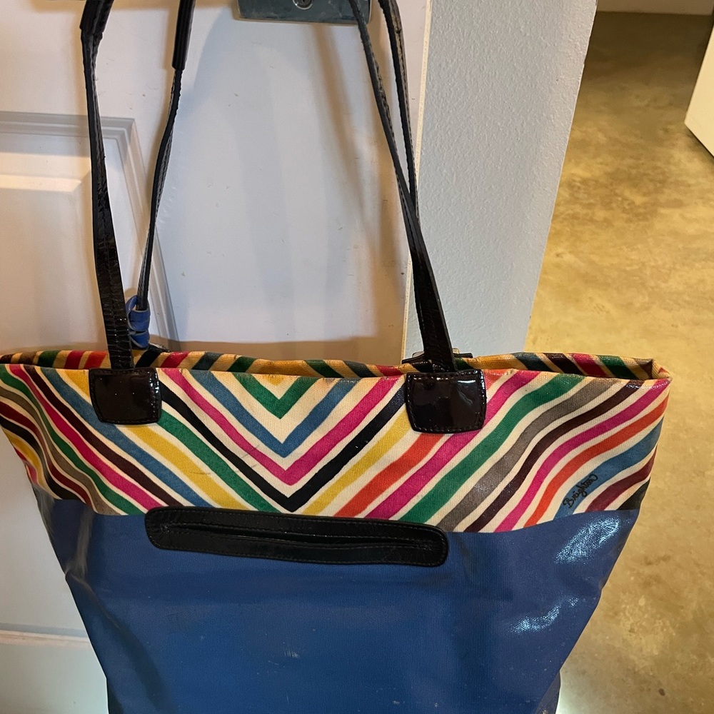 Brighton Multicolor Chevron and Blue Tote